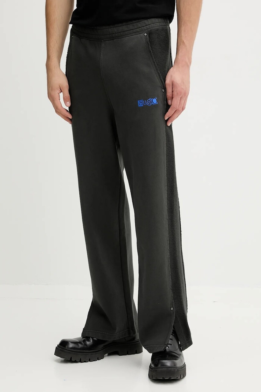 Bavlnené tepláky Hugo Blue šedá farba, jednofarebné, 50542841