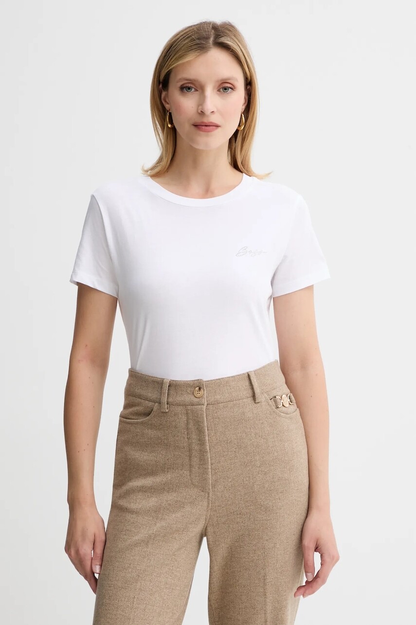 Bavlnené tričko BOSS Orange dámske, biela farba, 50549184