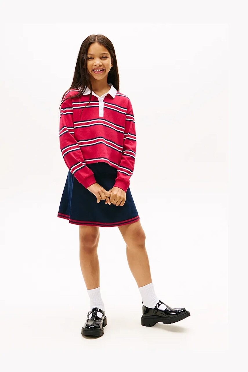 Dievčenská sukňa Tommy Hilfiger tmavomodrá farba, mini, rovný strih, KG0KG08913