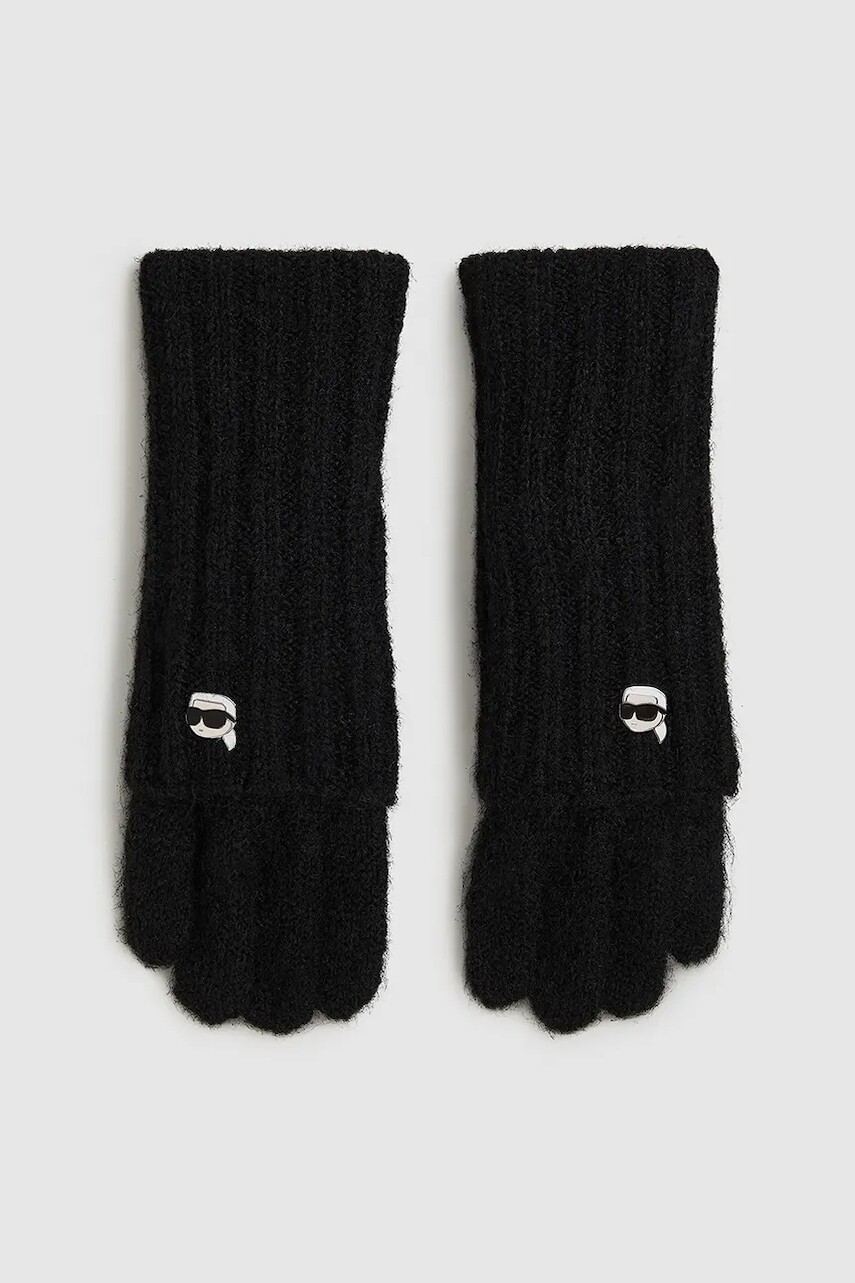 Rukavice Karl Lagerfeld čierna farba, A4W33054