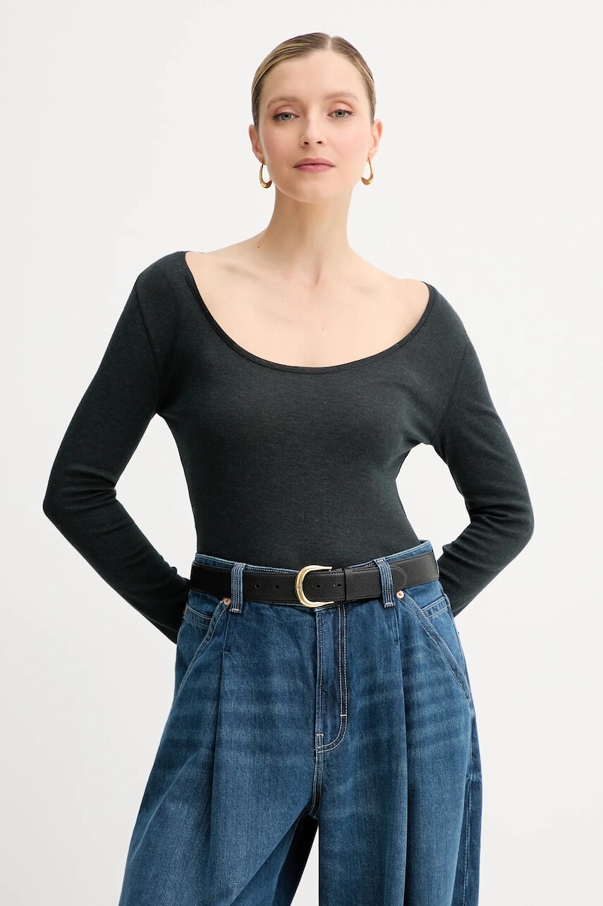 Tričko s dlhým rukávom BOSS Orange čierna farba, 50542107