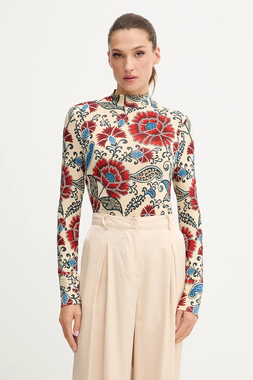 Tričko s dlhým rukávom Farm Rio béžová farba, 346004