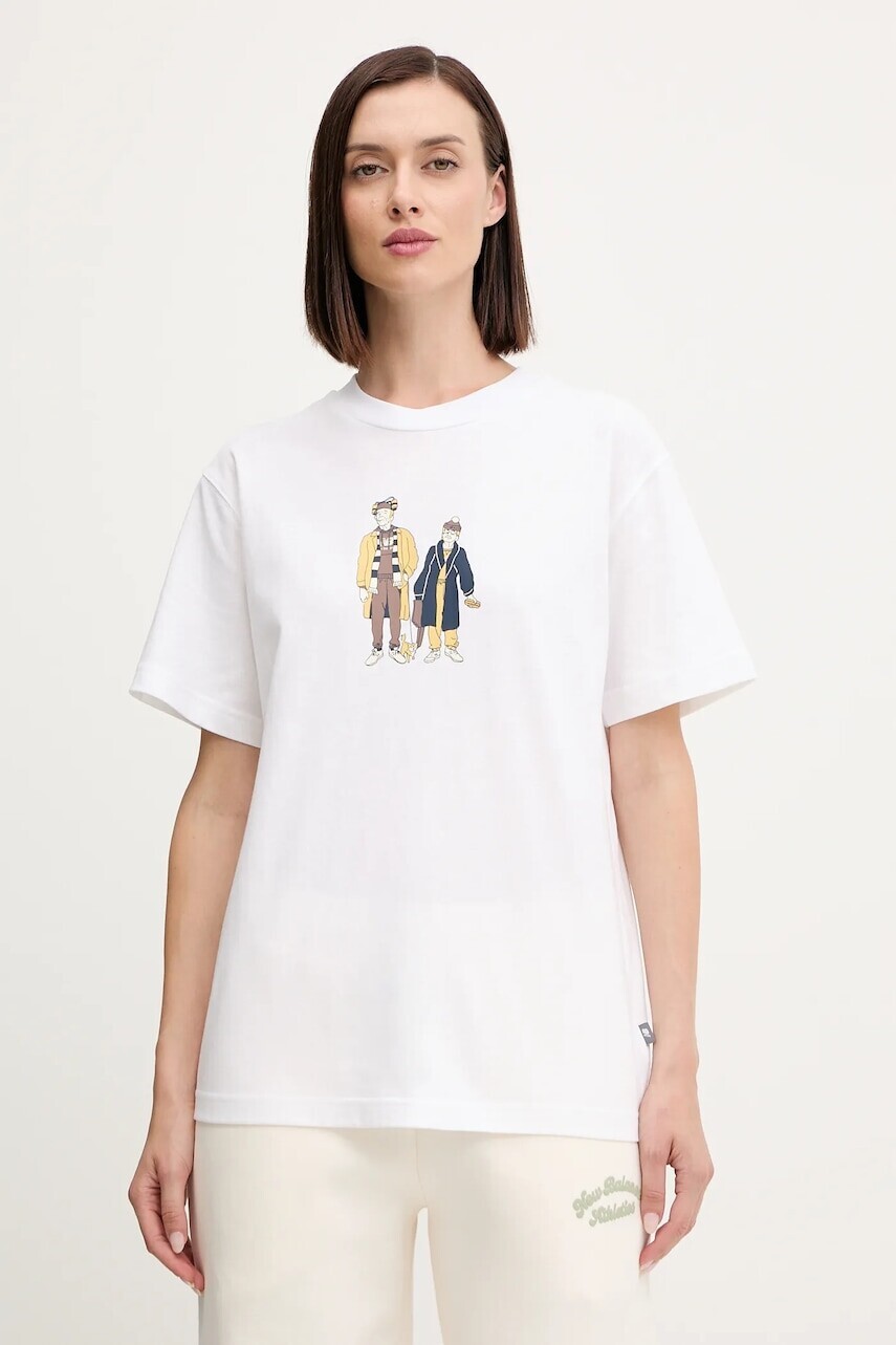 Bavlnené tričko New Balance dámske, biela farba, WT53926WT