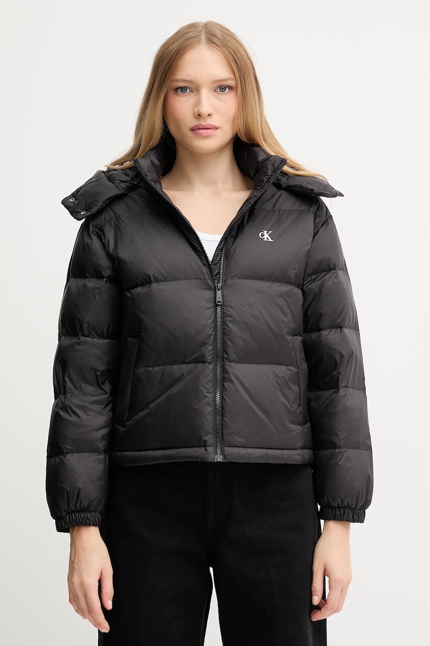 Páperová bunda Calvin Klein Jeans čierna farba, zimná, oversize, LV047D501G