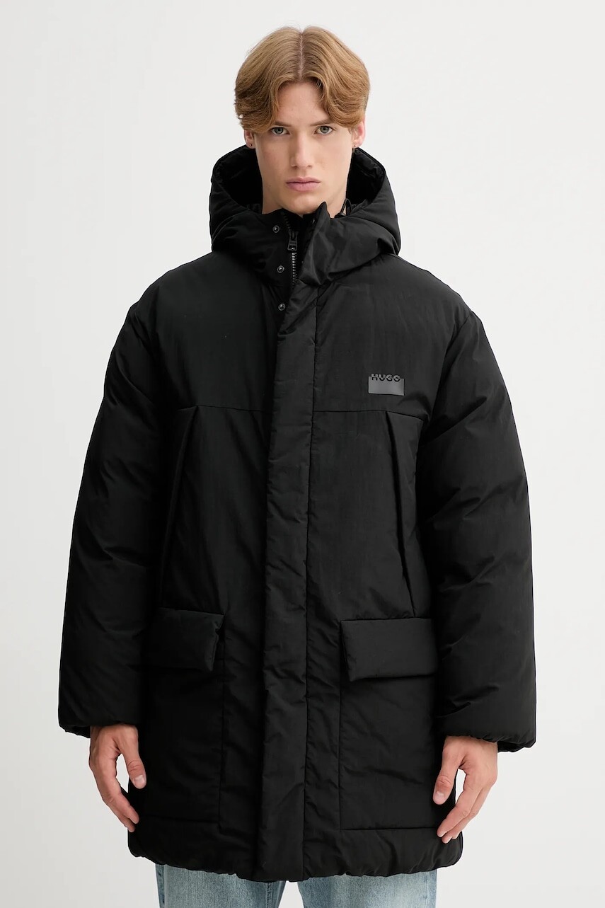 Bunda HUGO čierna farba, prechodná, 50549663