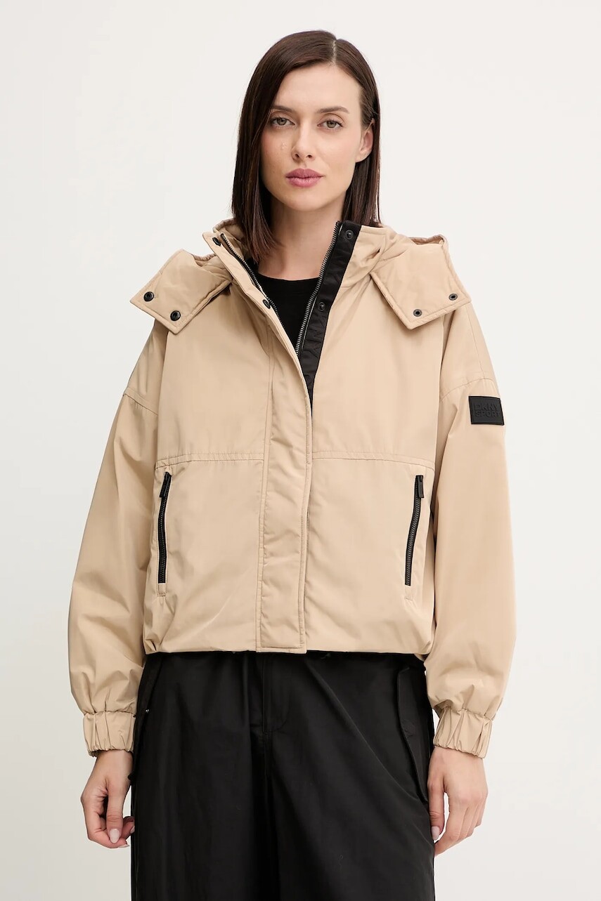 Bunda Dkny béžová farba, prechodná, DP5J9595