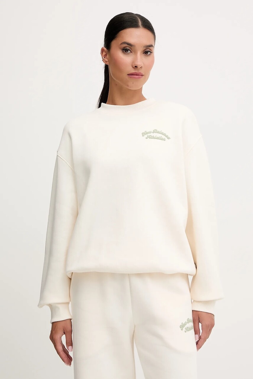 Mikina New Balance béžová farba, s potlačou, WT53516PEF