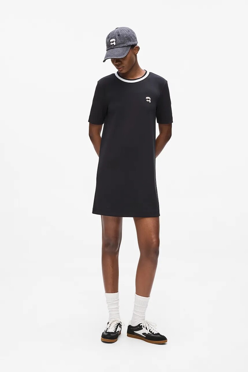 Šaty Karl Lagerfeld čierna farba, mini, rovný strih, A4W13020