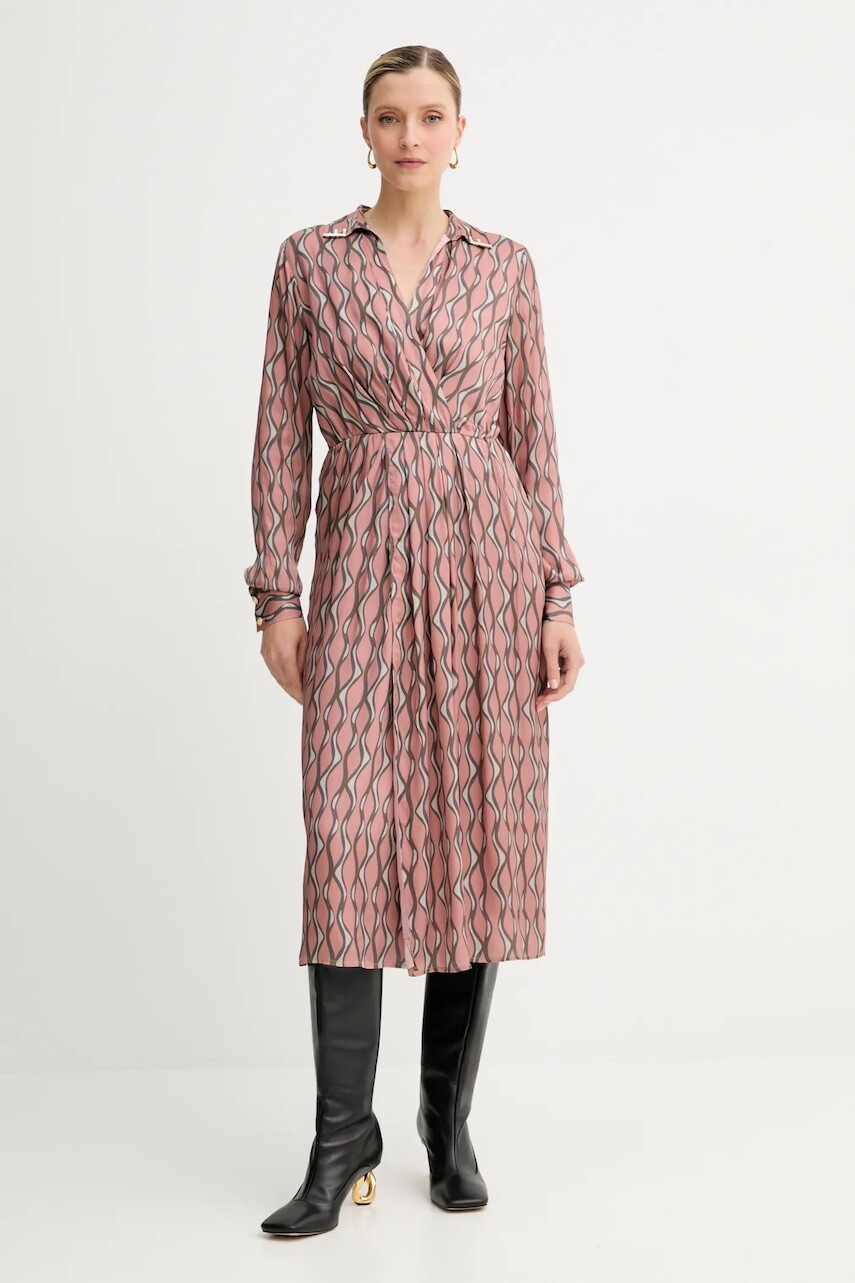 Šaty Fracomina ružová farba, midi, rovný strih, FS25WD2011W651K5