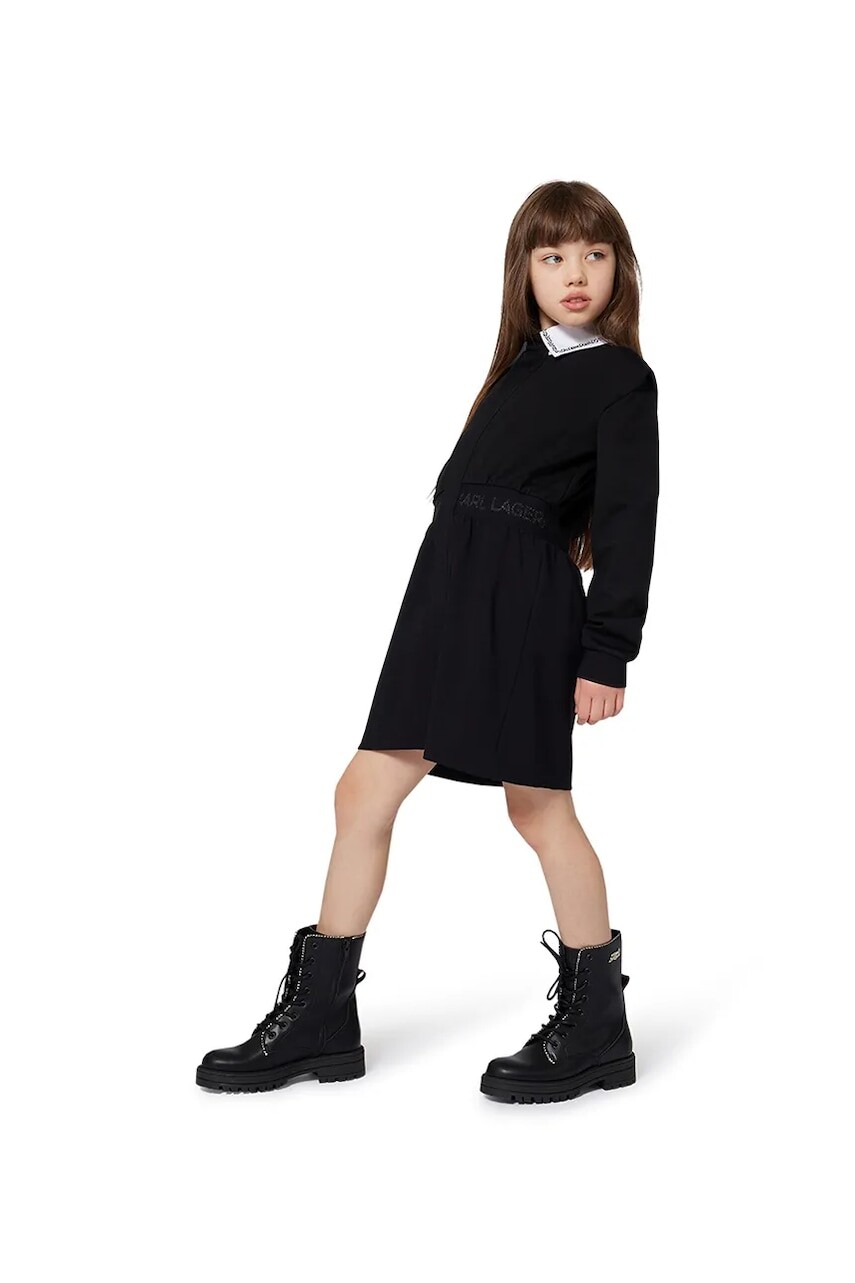 Dievčenské šaty Karl Lagerfeld čierna farba, mini, áčkový strih, Z30612