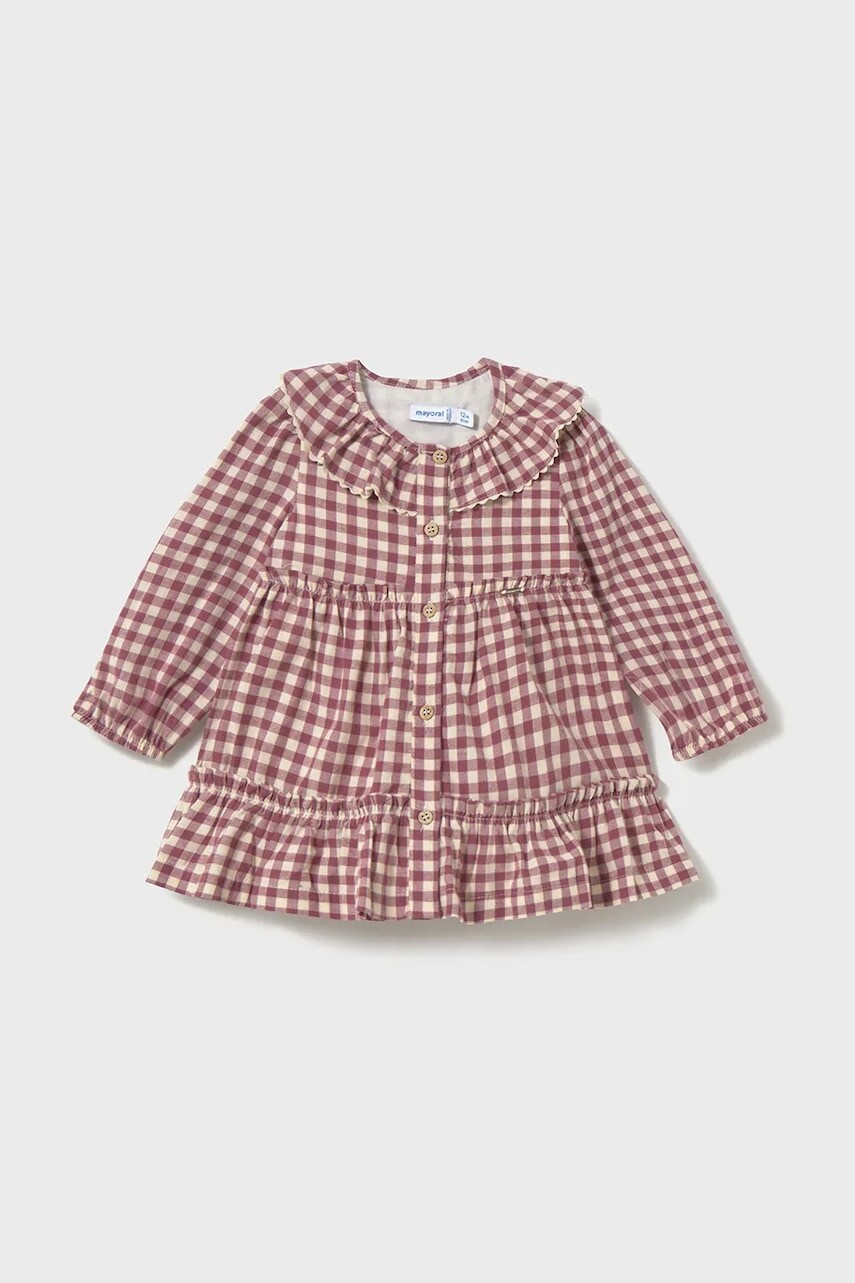 Detské bavlnené šaty Mayoral červená farba, mini, áčkový strih, 2910