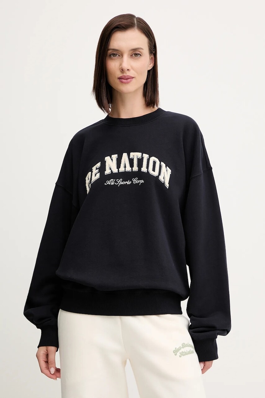 Bavlnená mikina P.E Nation Heritage tmavomodrá farba, s nášivkou, 253F115