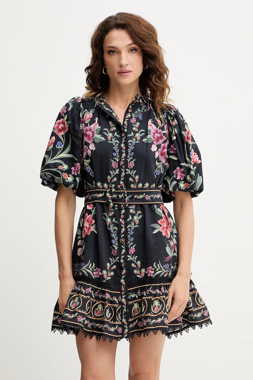 Šaty Farm Rio čierna farba, mini, áčkový strih, 340039