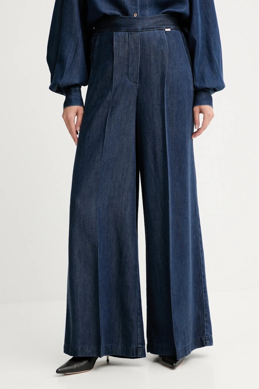 Nohavice Fracomina modrá farba, široké, vysoký pás, FJ25WV3003W78301