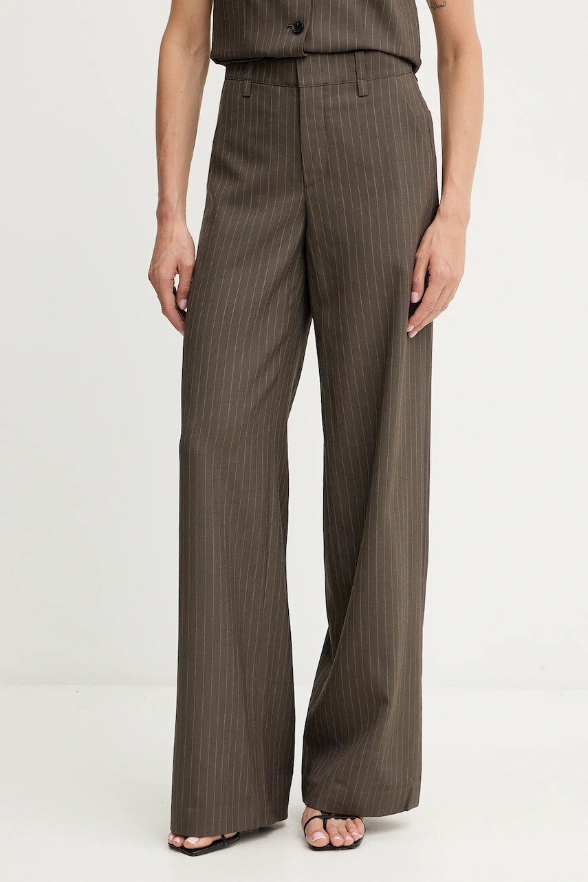 Vlnené nohavice Miss Sixty hnedá farba, široké, vysoký pás, 6S3PJ4040A