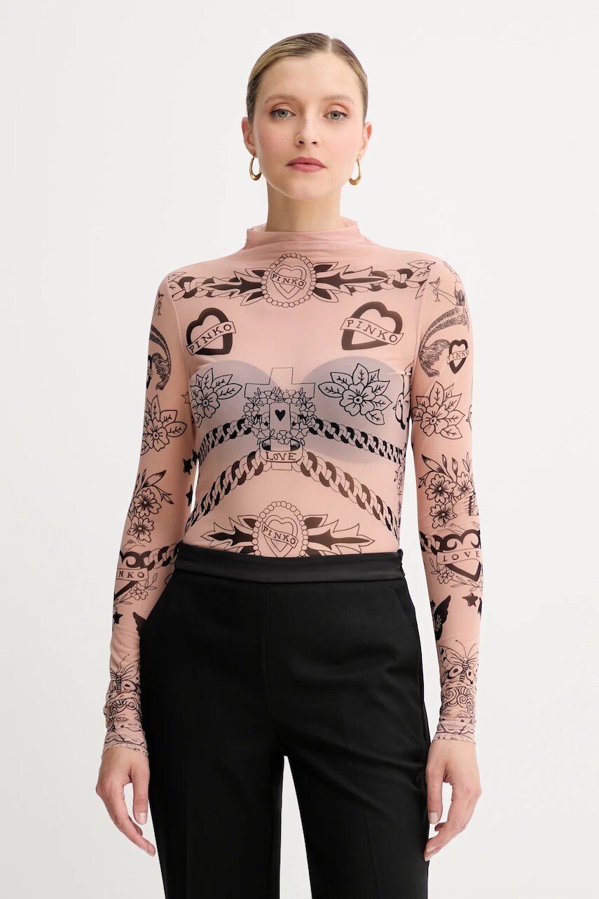 Blúzka Pinko béžová farba, vzorovaná, 105798 A2VM