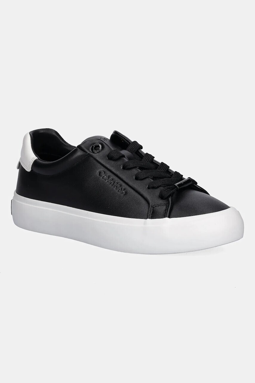 Kožené tenisky Calvin Klein LACE-UP SNEAKER LTH CK čierna farba, HW0HW02673
