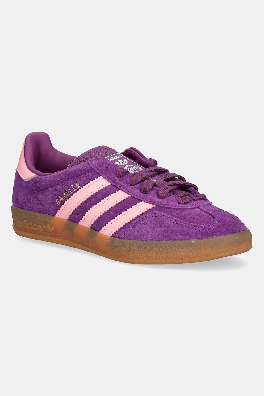 Detské semišové tenisky adidas Originals GAZELLE INDOOR fialová farba, JP8766