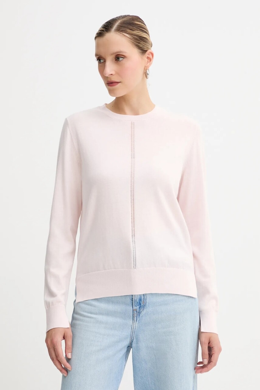 Sveter s prímesou vlny BOSS Orange ružová farba, ľahký, 50548927