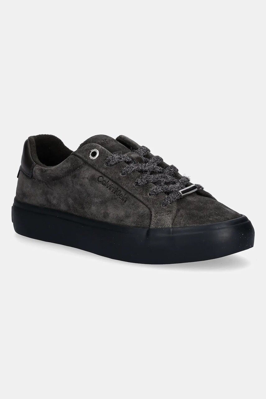 Semišové tenisky Calvin Klein LACE-UP SNEAKER SUEDE/WL CK zelená farba, HW0HW02679