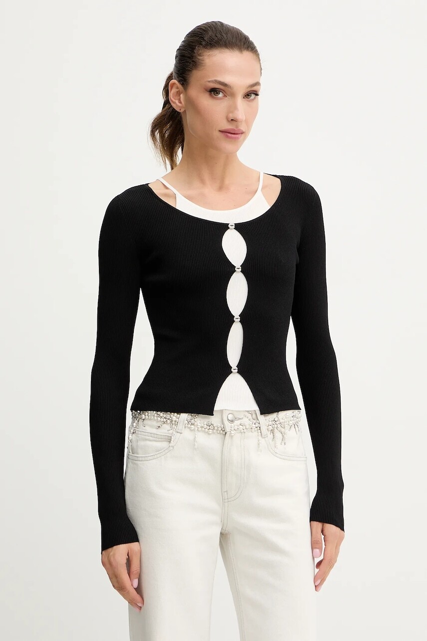 Sveter s prímesou hodvábu Miss Sixty čierna farba, ľahký, 6S2RJ22900