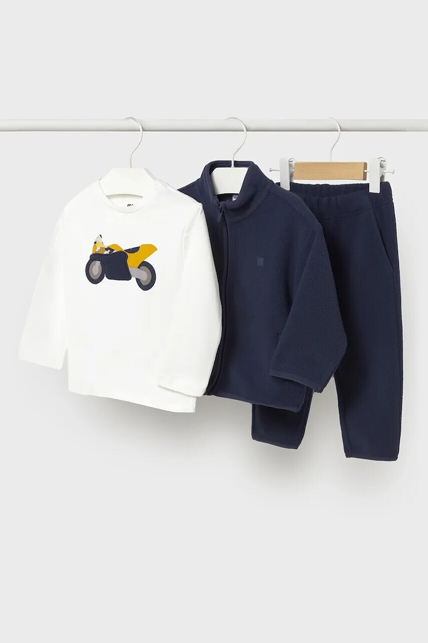 Tepláková súprava pre bábätká Mayoral 3-pak tmavomodrá farba, 2837