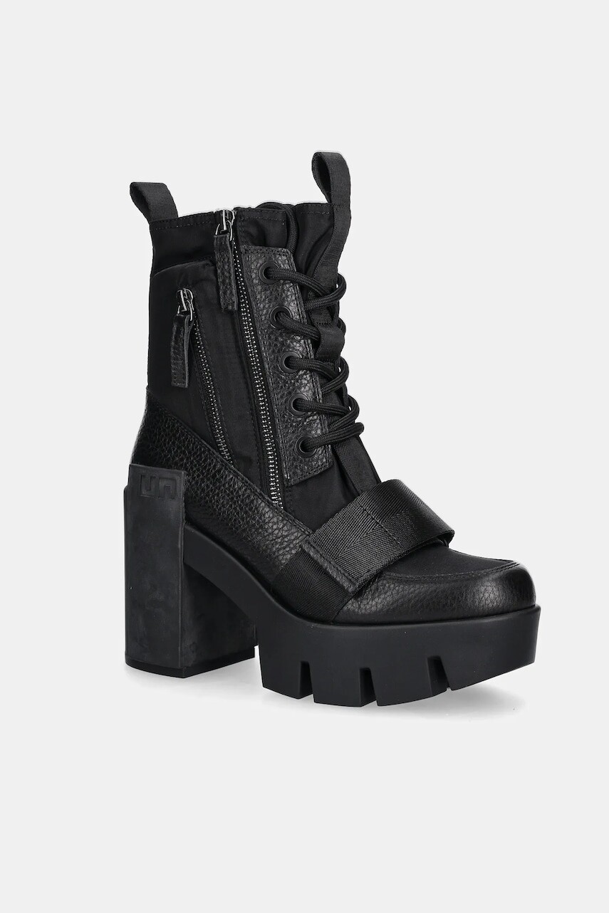 Členkové topánky United Nude Grip Combat Mid čierna farba, na podpätku, 1096201165