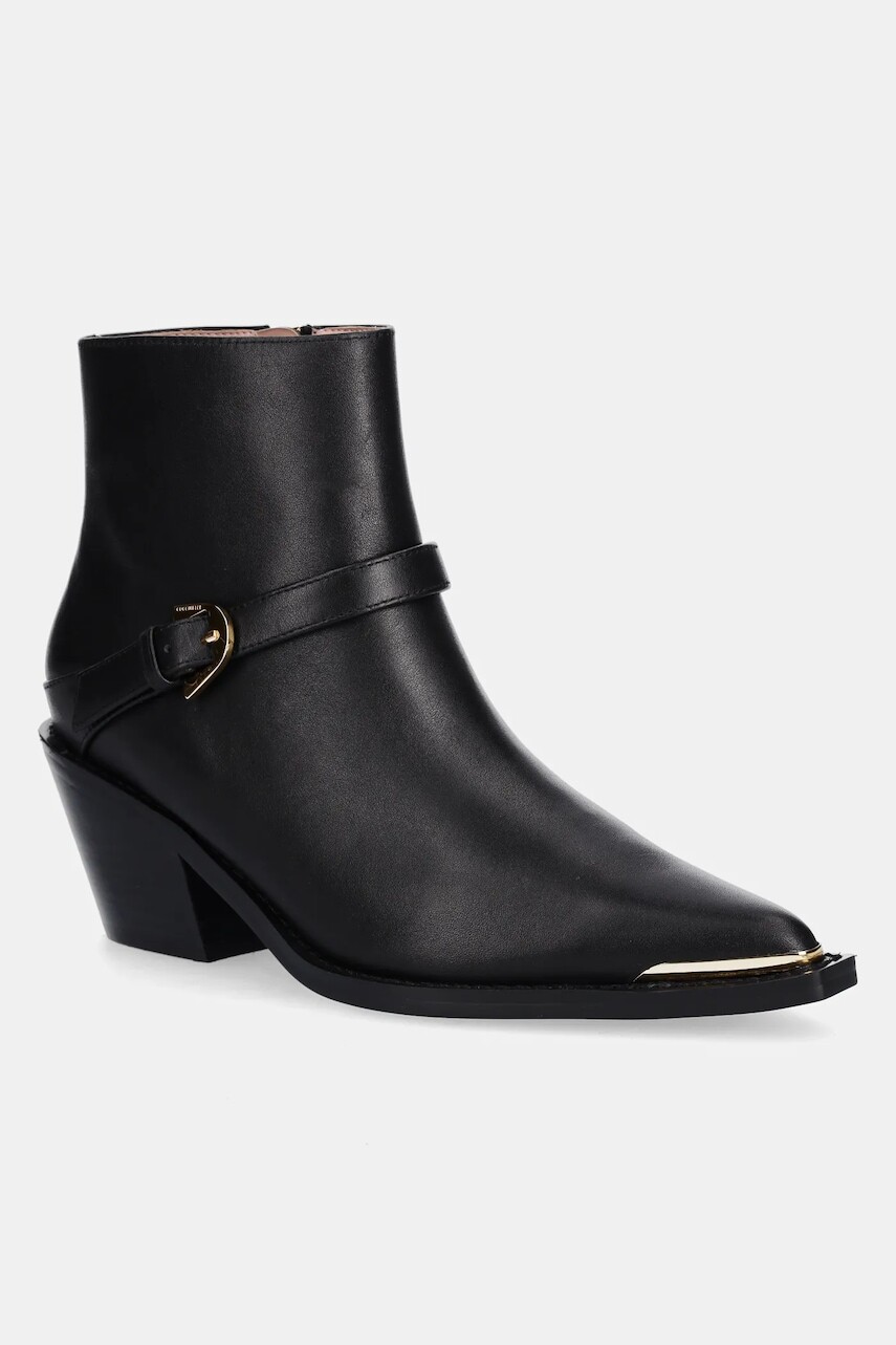 Kožené členkové topánky Coccinelle čierna farba, na podpätku, E4 TVK 31 02 01 001