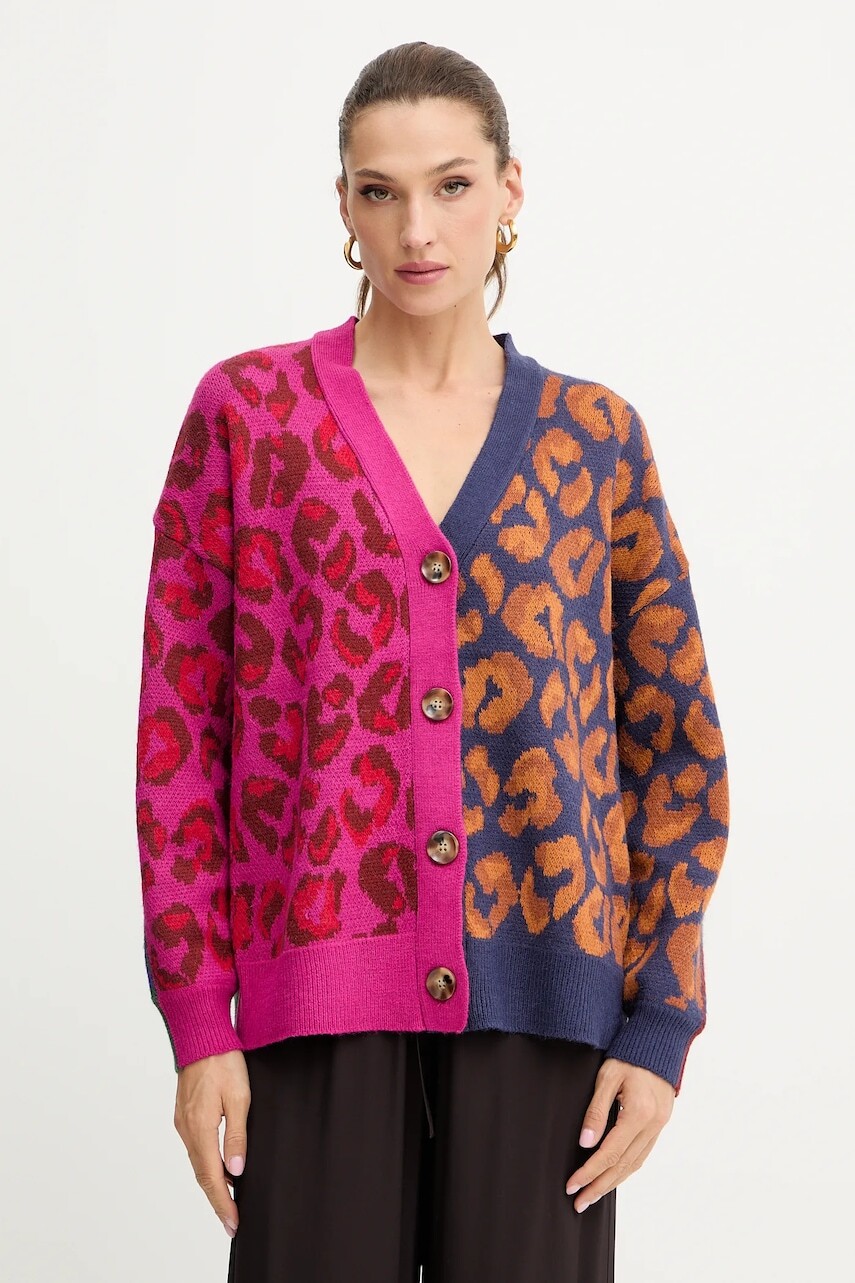 Kardigán s prímesou vlny Farm Rio ružová farba, teplý, 346319