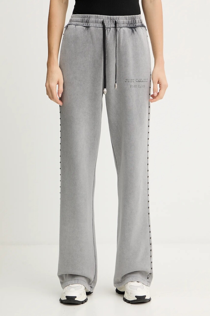 Tepláky Just Cavalli šedá farba, s potlačou, 79PAAE05 CFW13