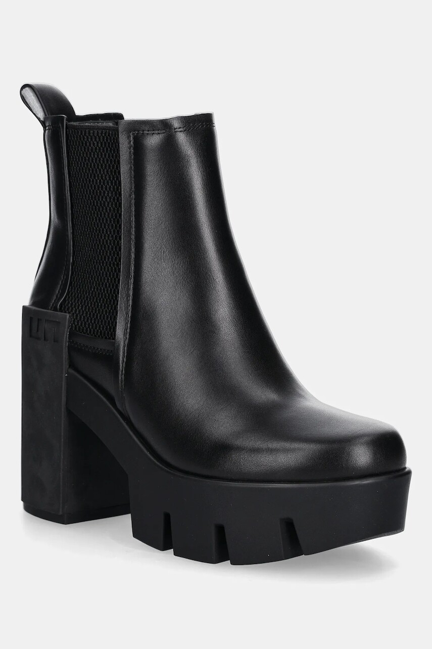 Kožené topánky chelsea United Nude Grip Chelsea Mid IV čierna farba, na podpätku, 109590116