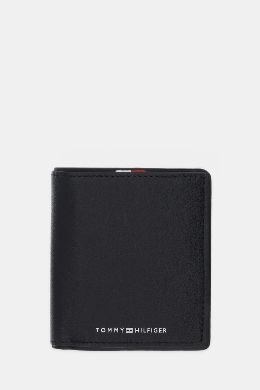 Kožená peňaženka Tommy Hilfiger čierna farba, AM0AM13742