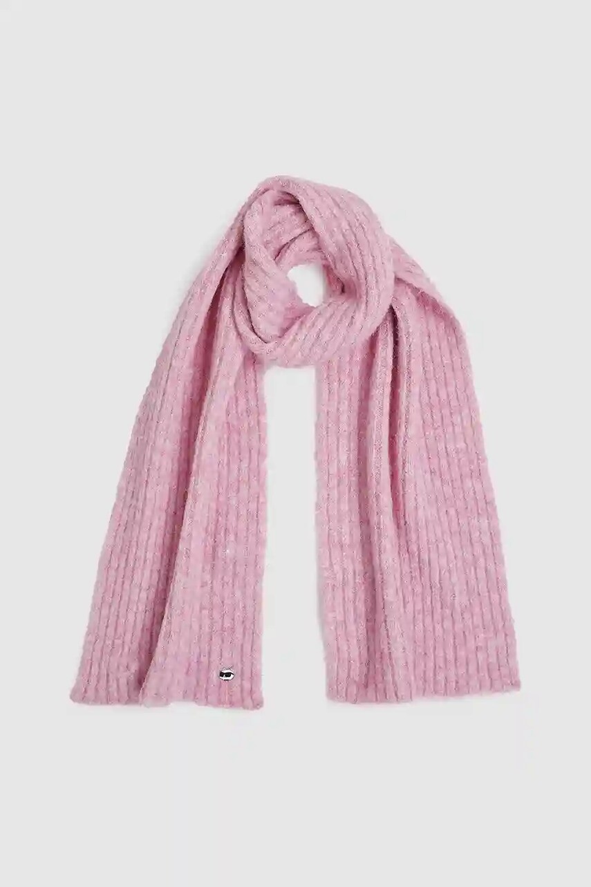 Šál Karl Lagerfeld ružová farba, jednofarebný, A4W33127