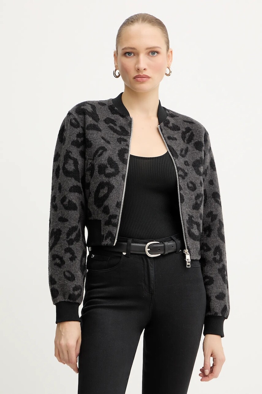 Bomber bunda s prímesou vlny Silvian Heach HERRERO šedá farba, prechodná, GPA25127GB