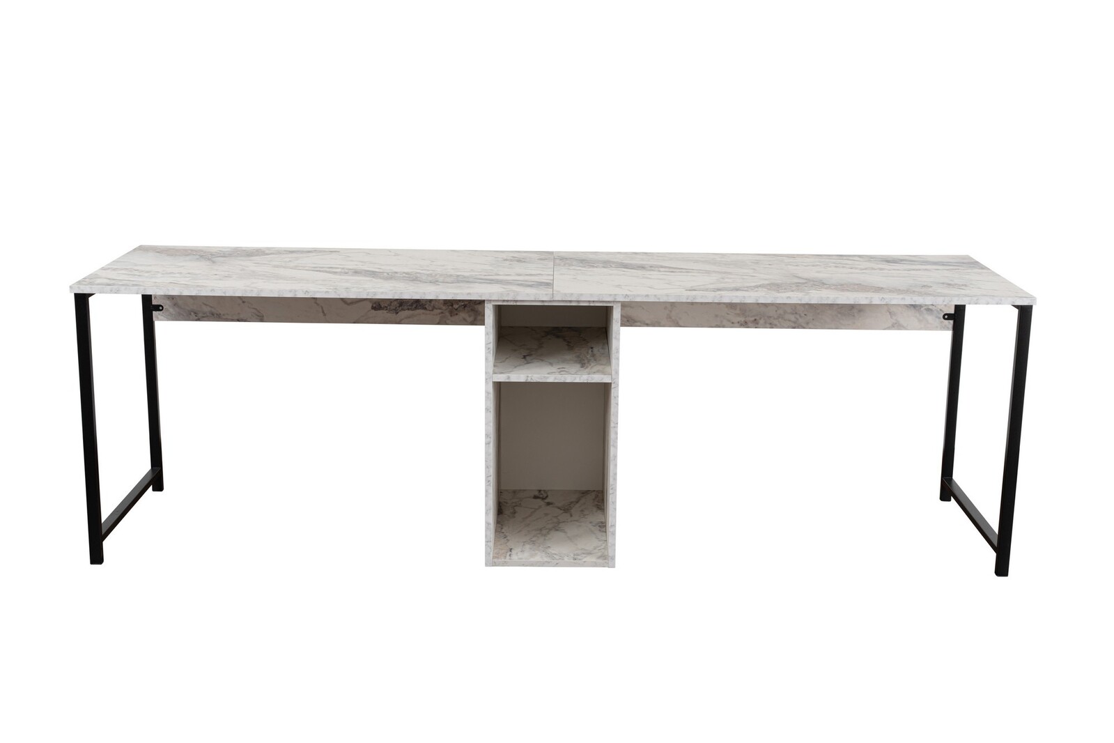 Kancelářská sestava pro 2 osoby TWIN bílý mramor/černá