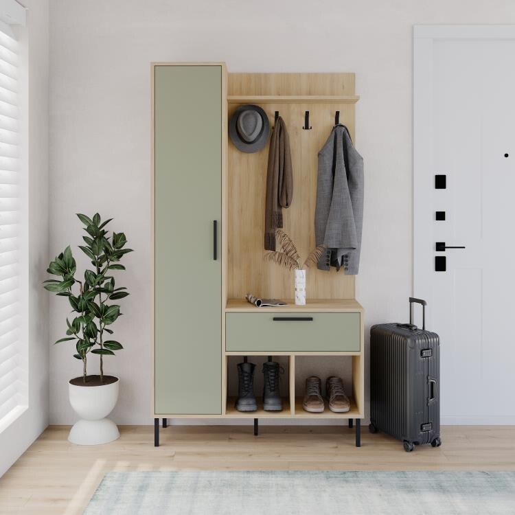 Predsieňová stena Houseland Acton dub zafír/popeľ zelený