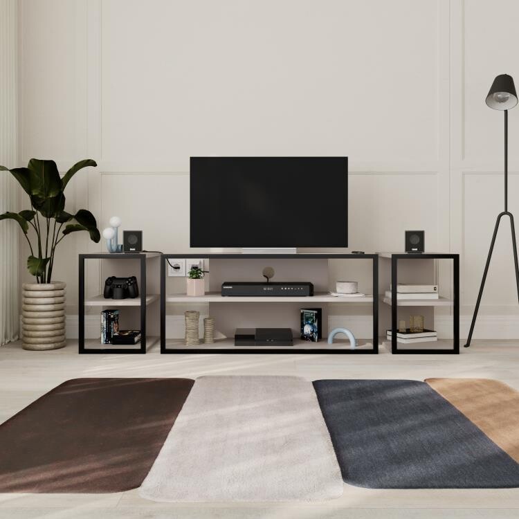 Súprava TV stolíka + 2 bočné stolíky Houseland Echo mocha/čierna