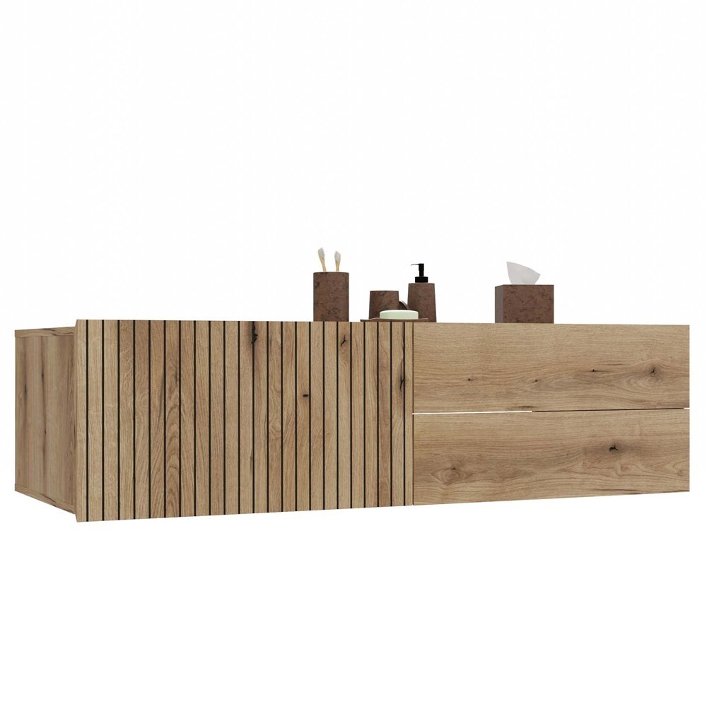 Závěsná skříňka pod umyvadlo s deskou TIGO 1D2S 140 cm dub evoke