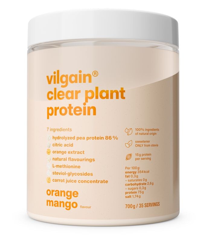 Vilgain Clear Plant Protein – Mango a pomaranč 700 g