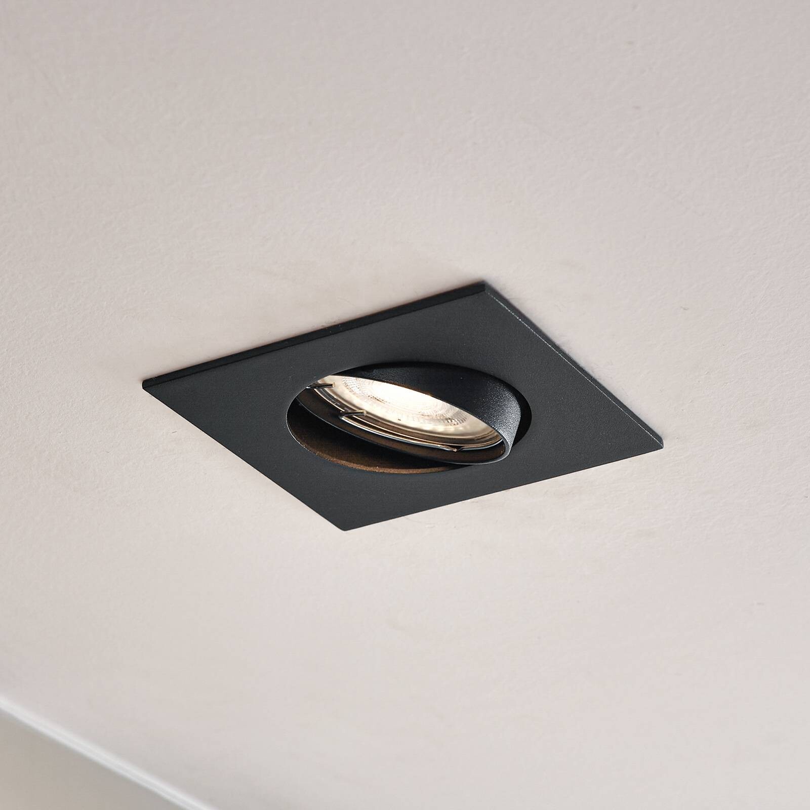 Prios vstavané svietidlo Fibur, čierne, 9 cm, GU10