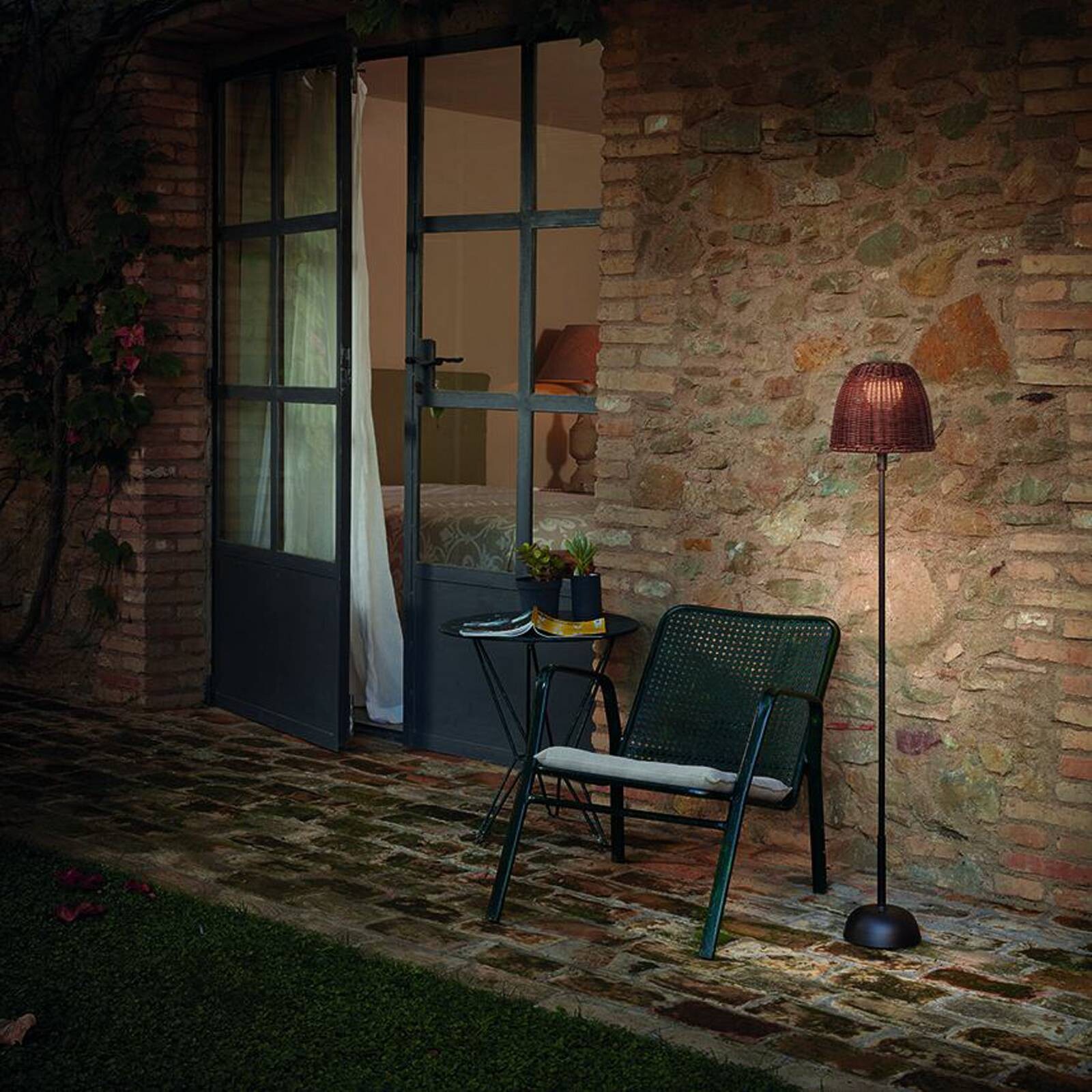 Dobíjacia stojacia lampa Bover LED Atticus 114, grafitovo hnedá/hnedá