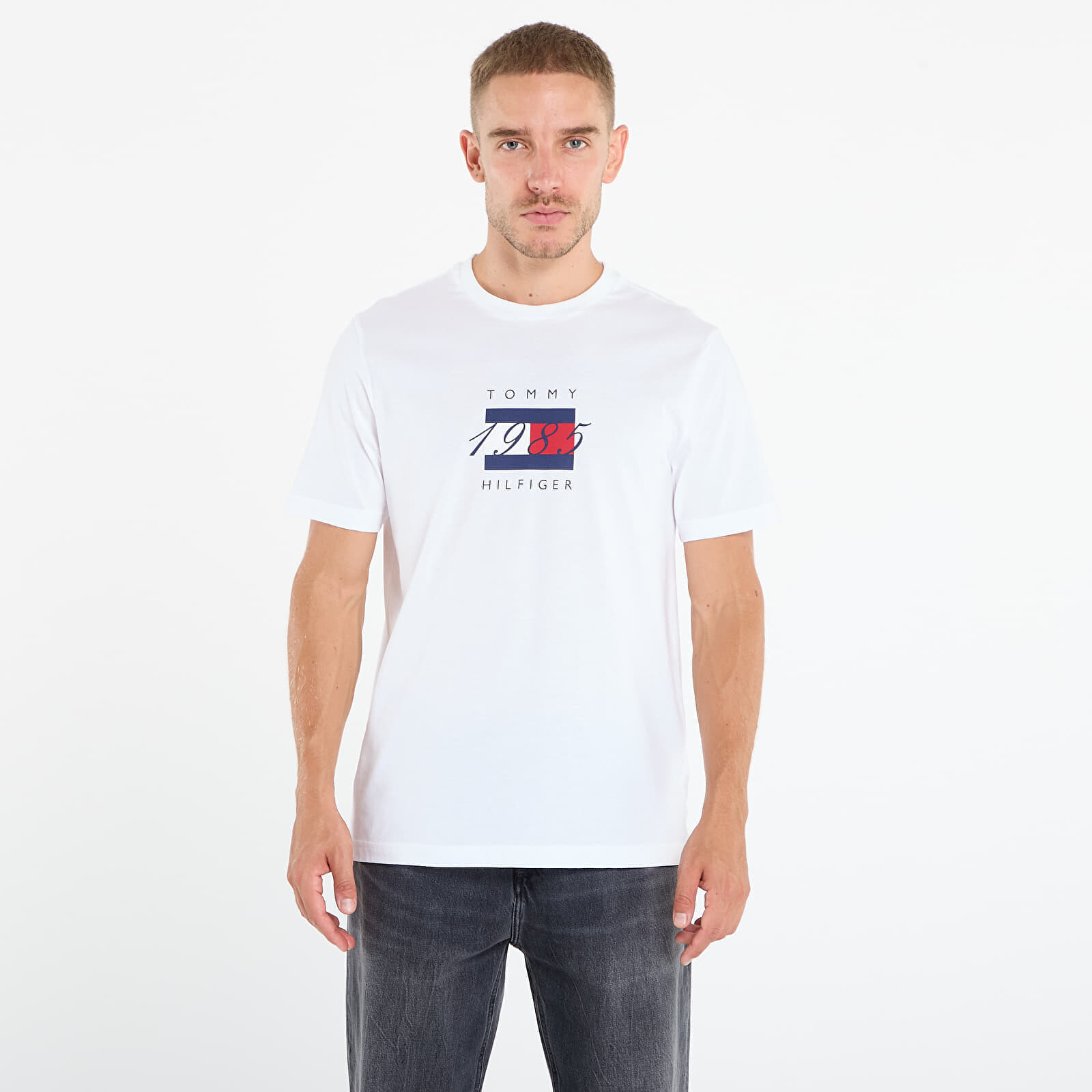 Tričko Tommy Hilfiger Linear Flag Graphic Tee White L