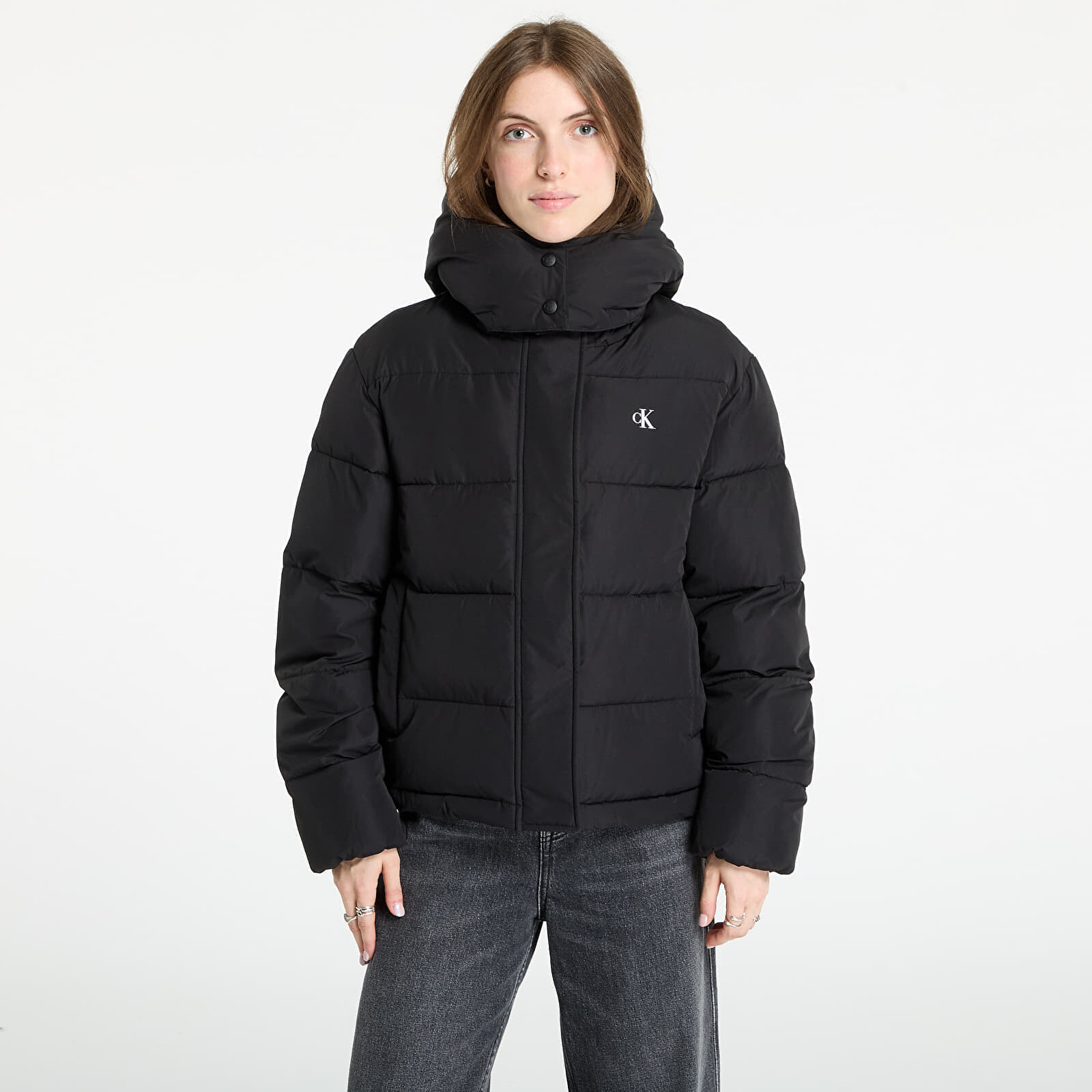 Bunda Calvin Klein Jeans Matte Monologo Short Jacket Black L