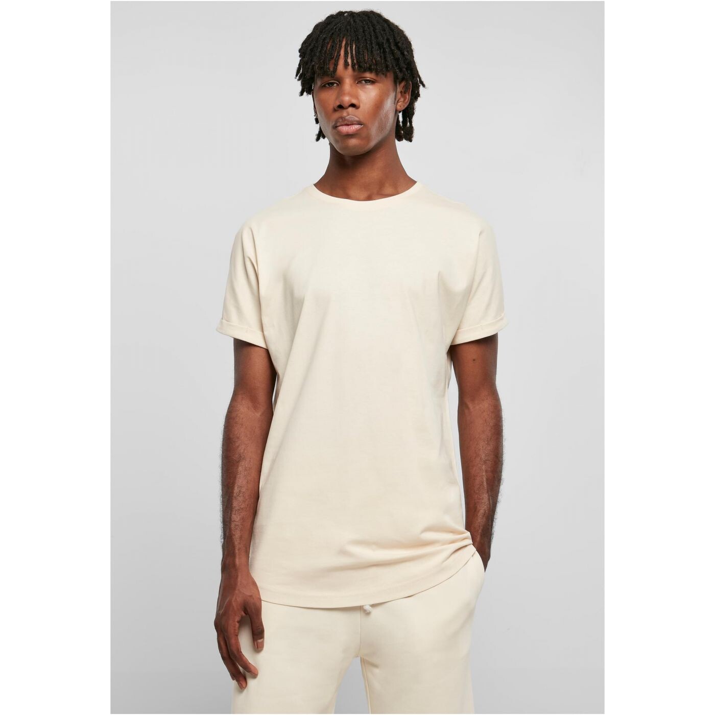 White sand T-shirt with a long shape