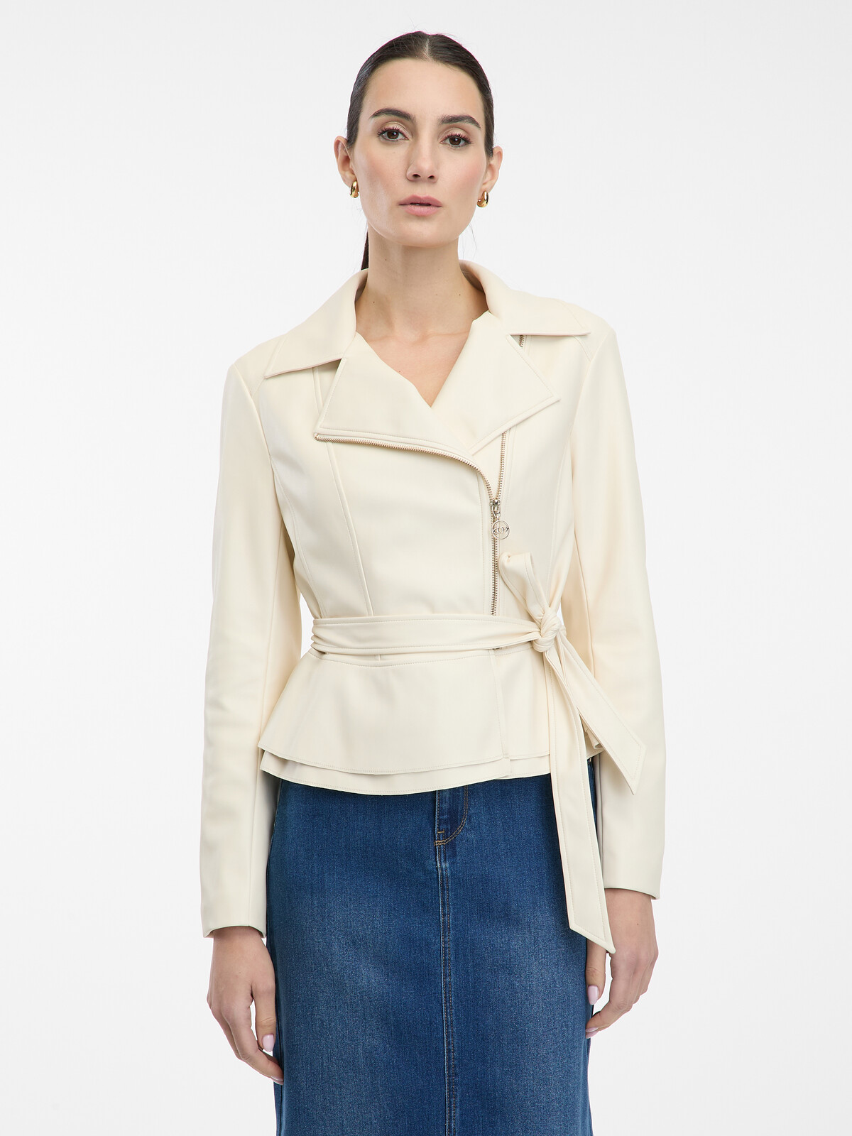 Cream women's faux leather jacket ORSAY - Women's