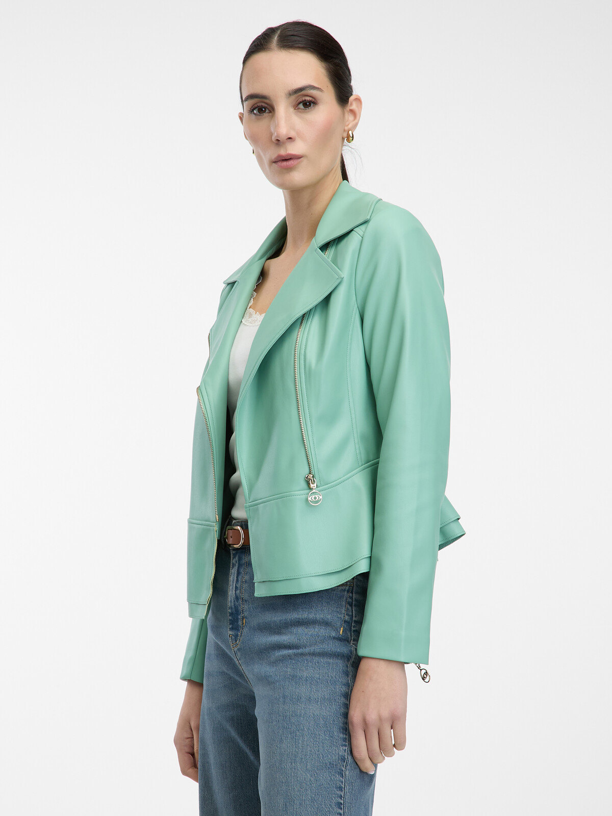 Light green women's faux leather jacket ORSAY - Women's