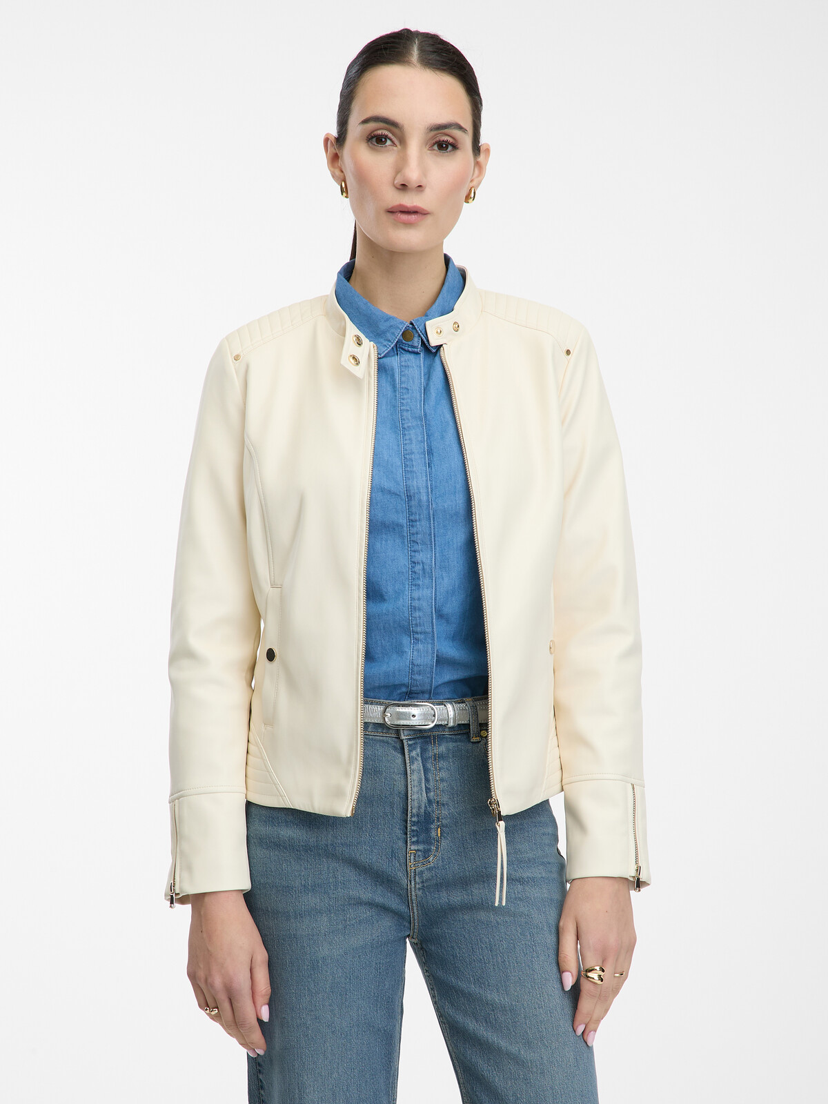 Cream women's jacket with stand-up collar ORSAY - Women's