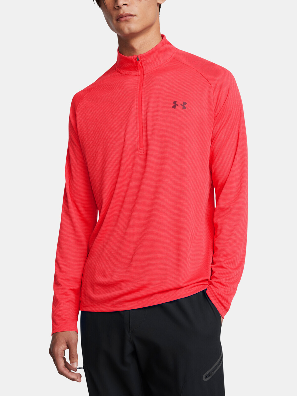 Men's T-shirt Under Armour UA Tech Textured 1/2 Zip-RED - Men's