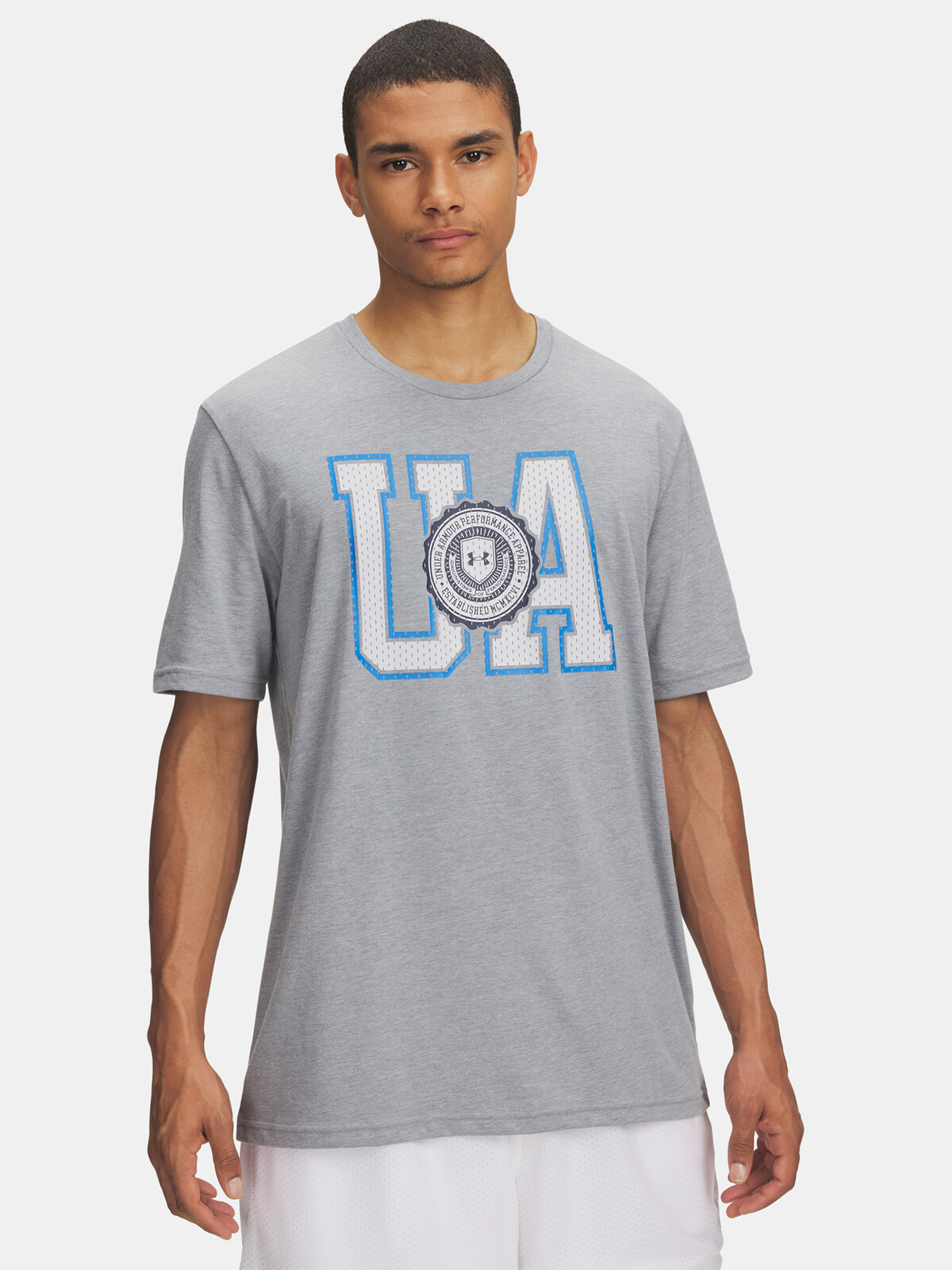 Men's T-shirt Under Armour UA COLLEGE CREST LOGO SS-GRY - Men's