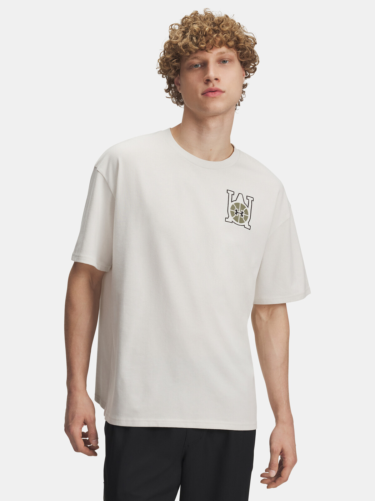 Men's T-shirt Under Armour UA M HWT OS Hoops Courtside-WHT - Men's